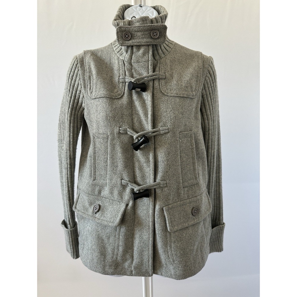 Gap Wool Blend Toggle Duffle Pea Coat Women XS Turtleneck Gray Jacket